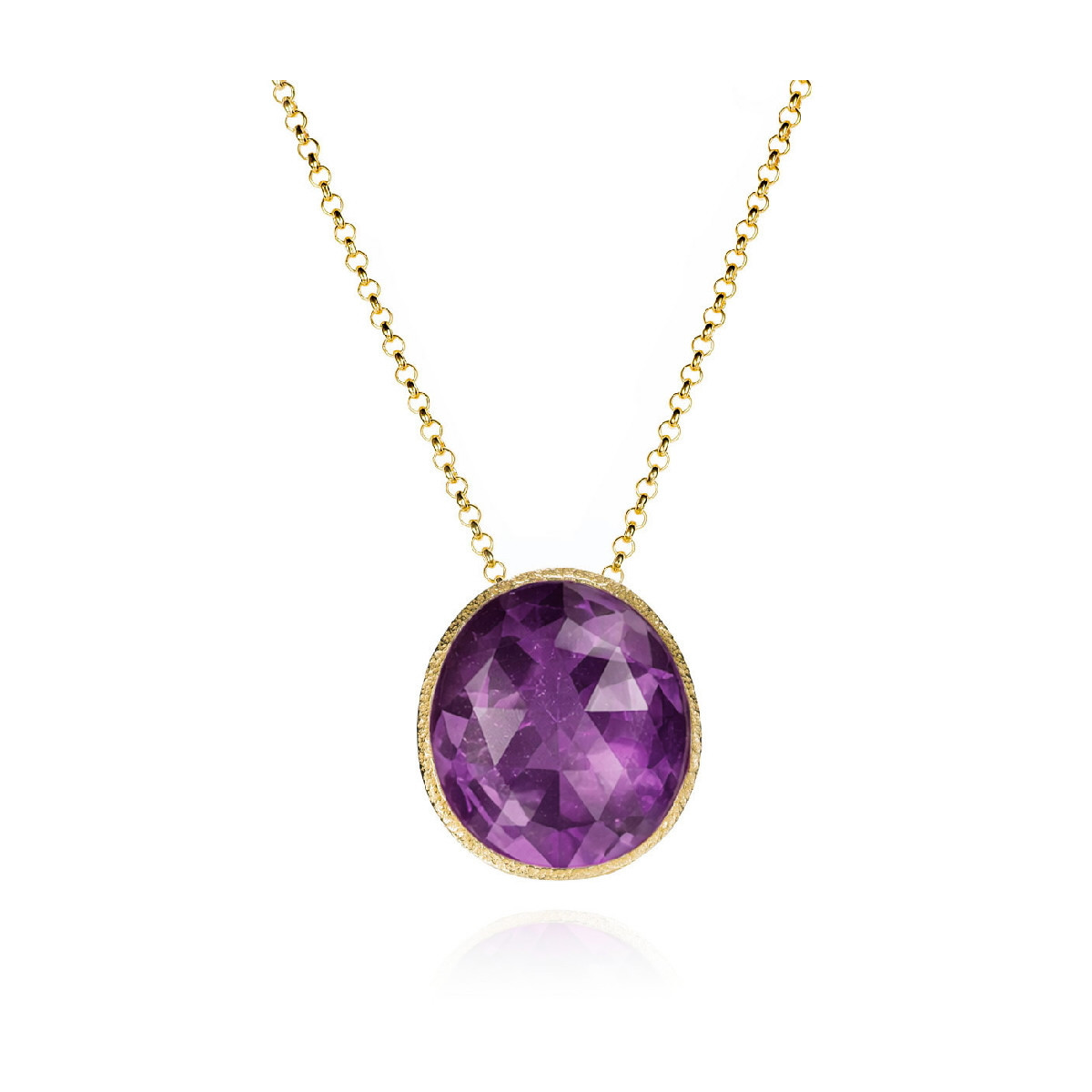 Pendant with faceted amethyst in sterling silver with 18k gold vermeil