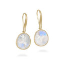 Hook earrings with faceted rainbow moonstone in sterling silver with 18k gold vermeil