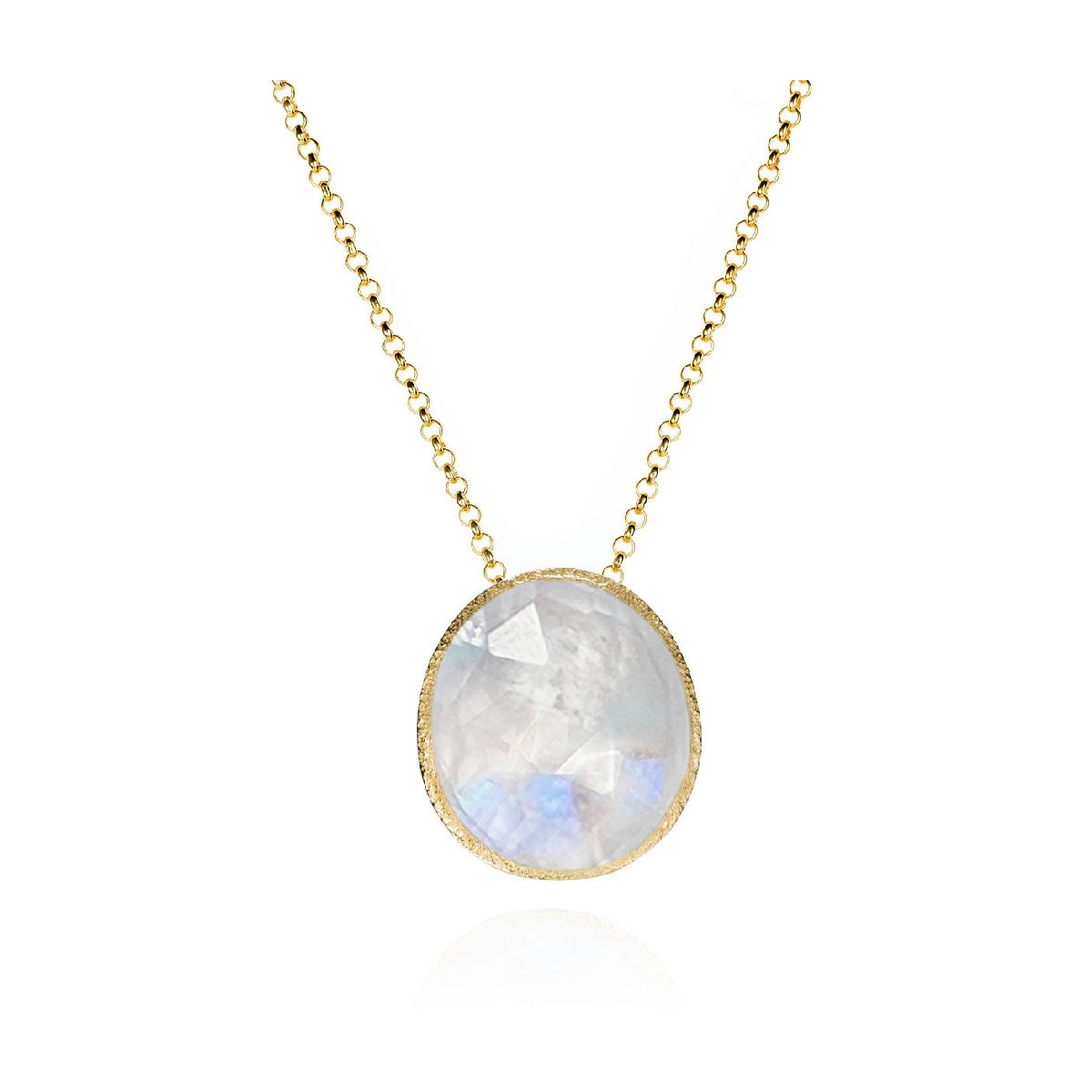 Colgante con espectrolita tallada en plata de ley con baño de oro de 18k