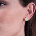 Pendientes de botón con amatista verde tallada en plata de ley con baño de oro de 18k
