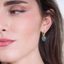 Short hoop earrings with faceted labradorite in sterling silver with 18k gold vermeil