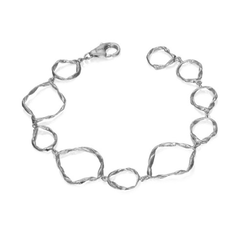 Pulsera de eslabones irregulares de plata de ley 925
