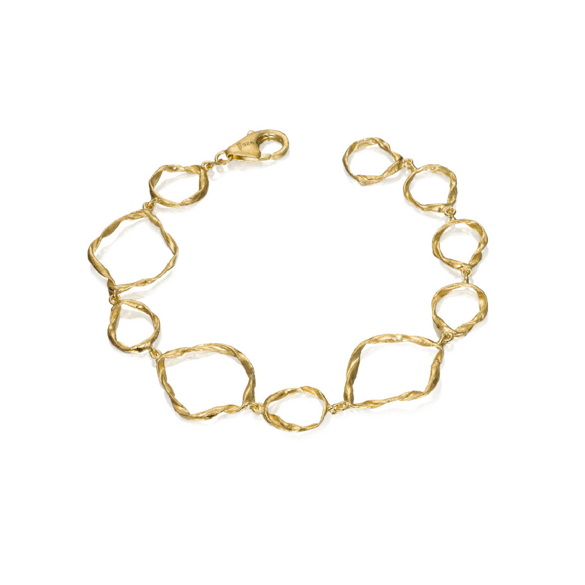 Pulsera de eslabones irregulares de plata con baño de oro 18k