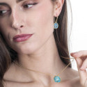 Hook earrings with faceted turquoise in sterling silver with 18k gold vermeil