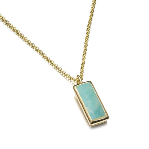 Pendant with faceted amazonite in sterling silver with 18k gold vermeil