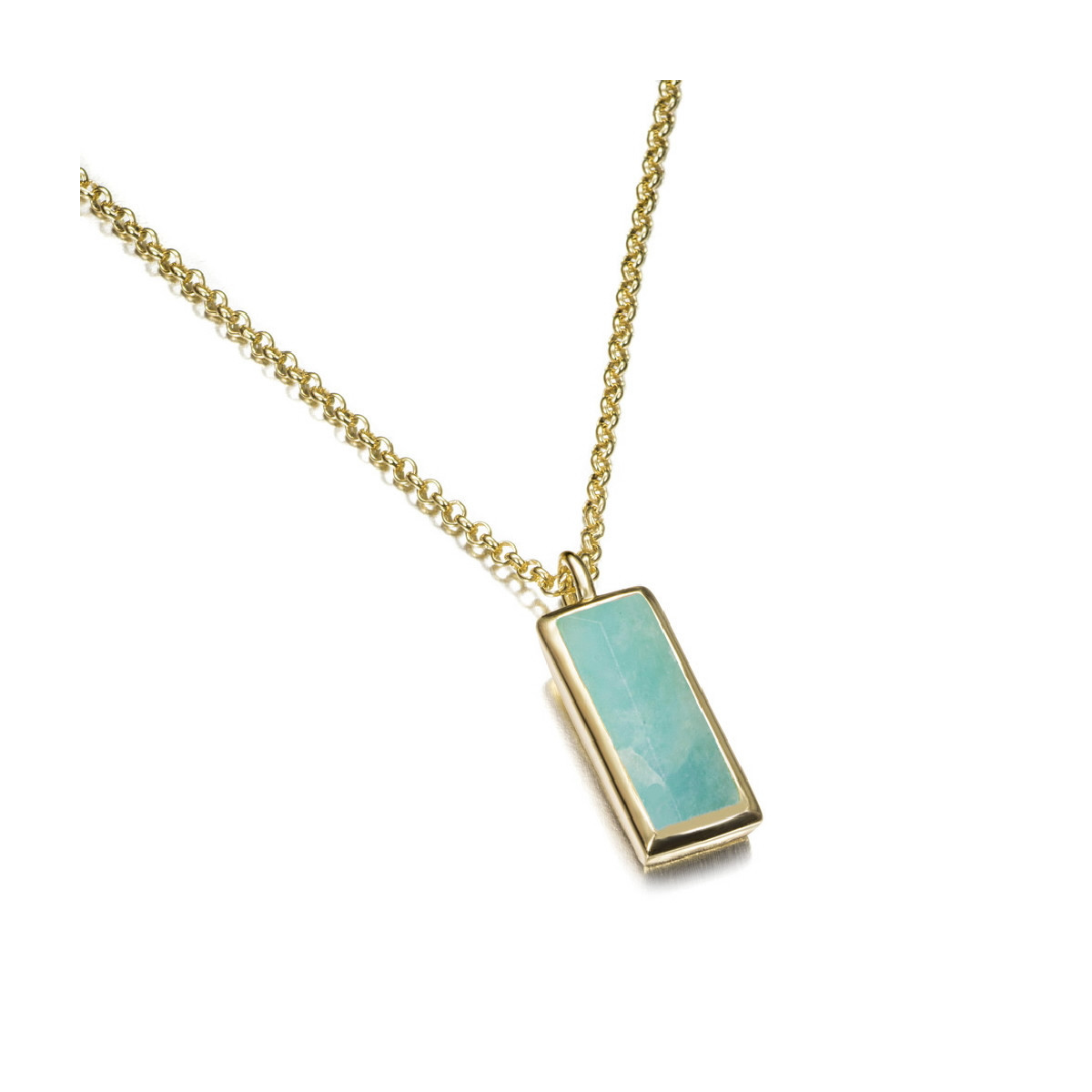 Pendant with faceted amazonite in sterling silver with 18k gold vermeil