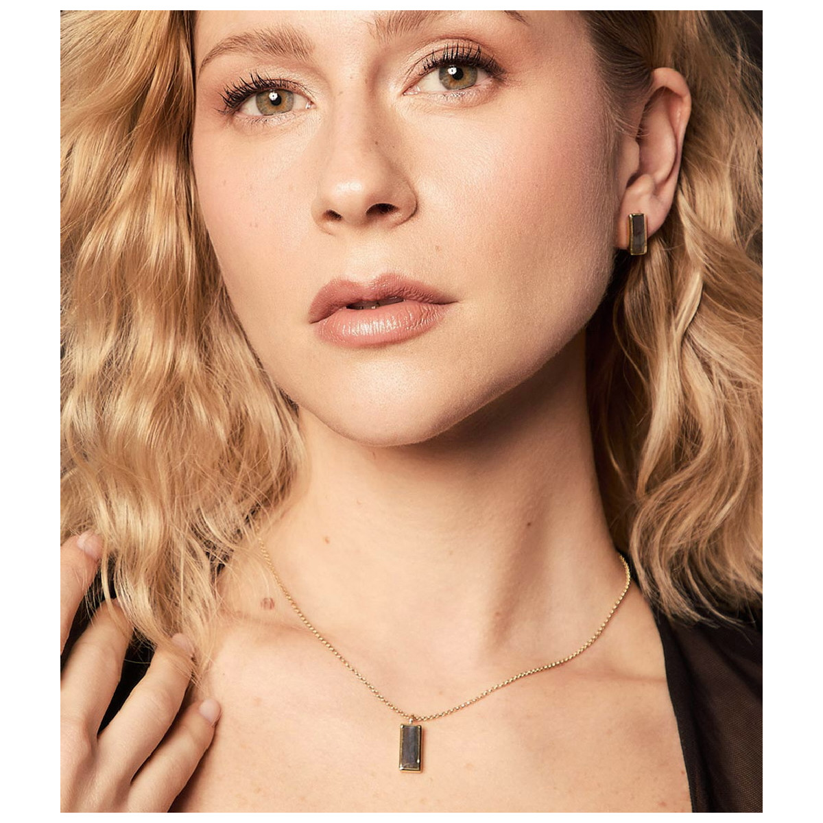 Labradorite pendant with unique cuts in sterling silver with 18k gold vermeil