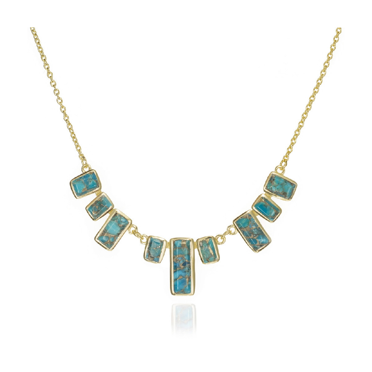 Skyline necklace with turquoise in sterling silver with 18k gold vermeil