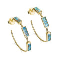 Hoop earrings with geometric turquoises in sterling silver with 18k gold vermeil