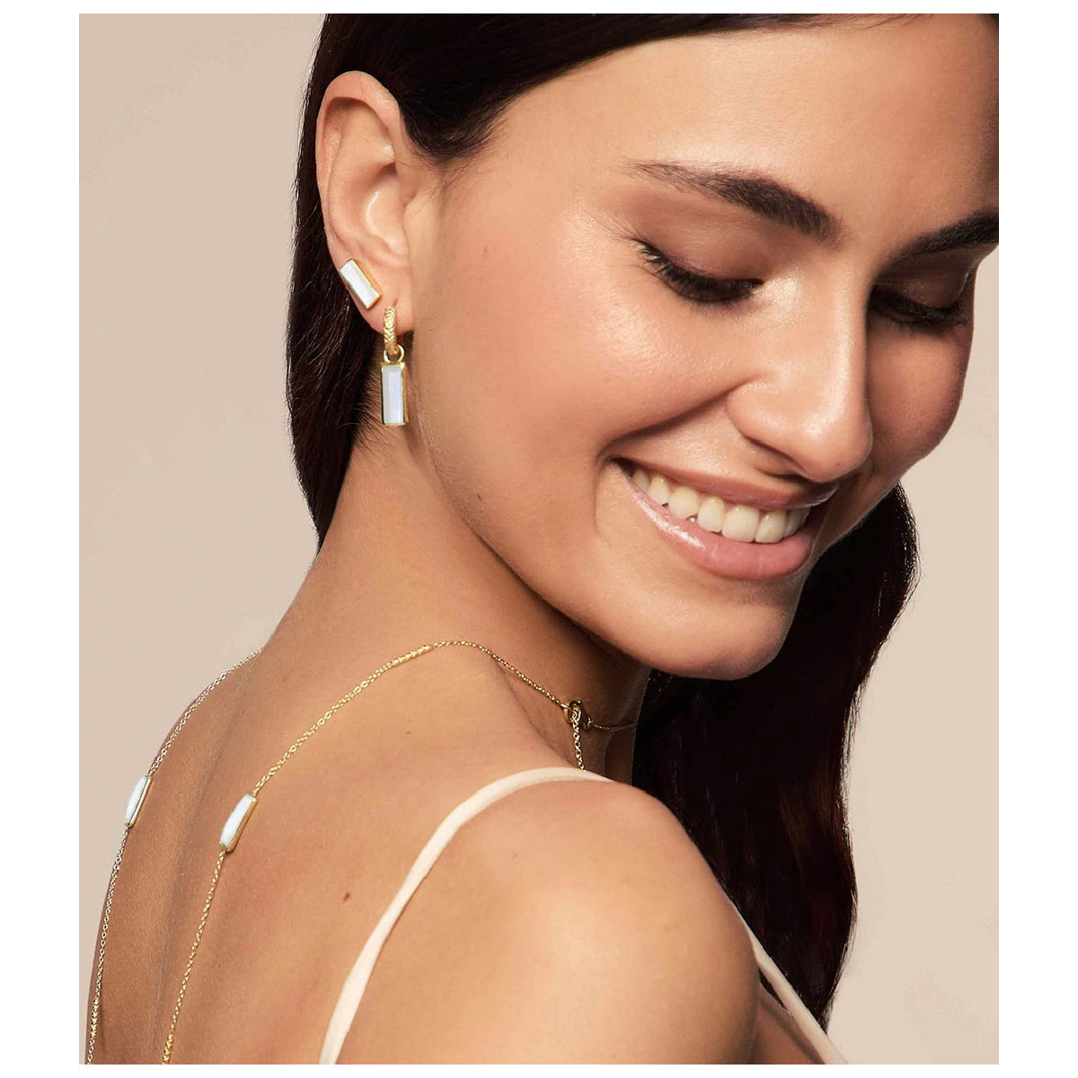 Hoop earrings with rainbow moonstone in sterling silver with 18k gold vermeil