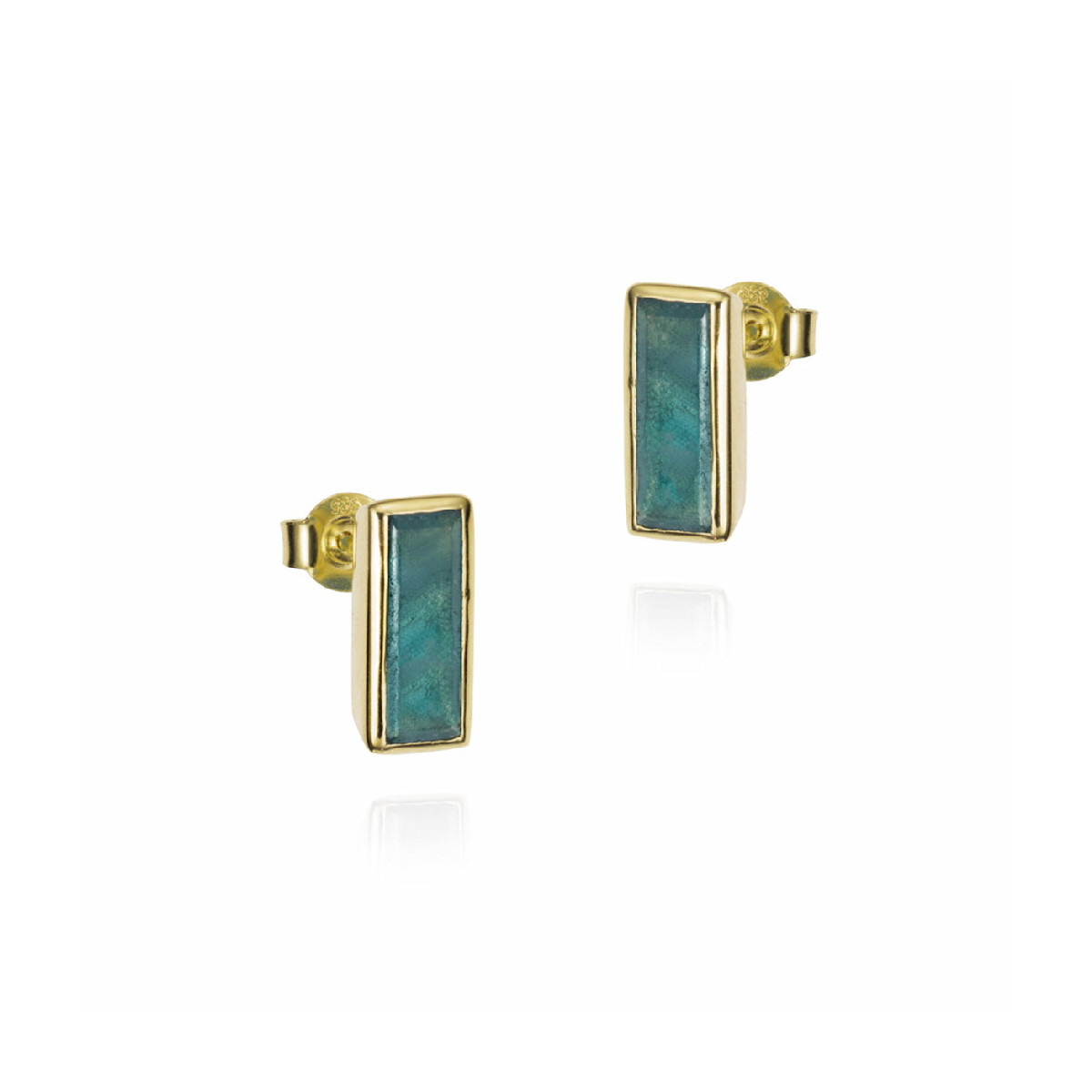 Pendientes de apatita de plata de ley con baño de oro 18k