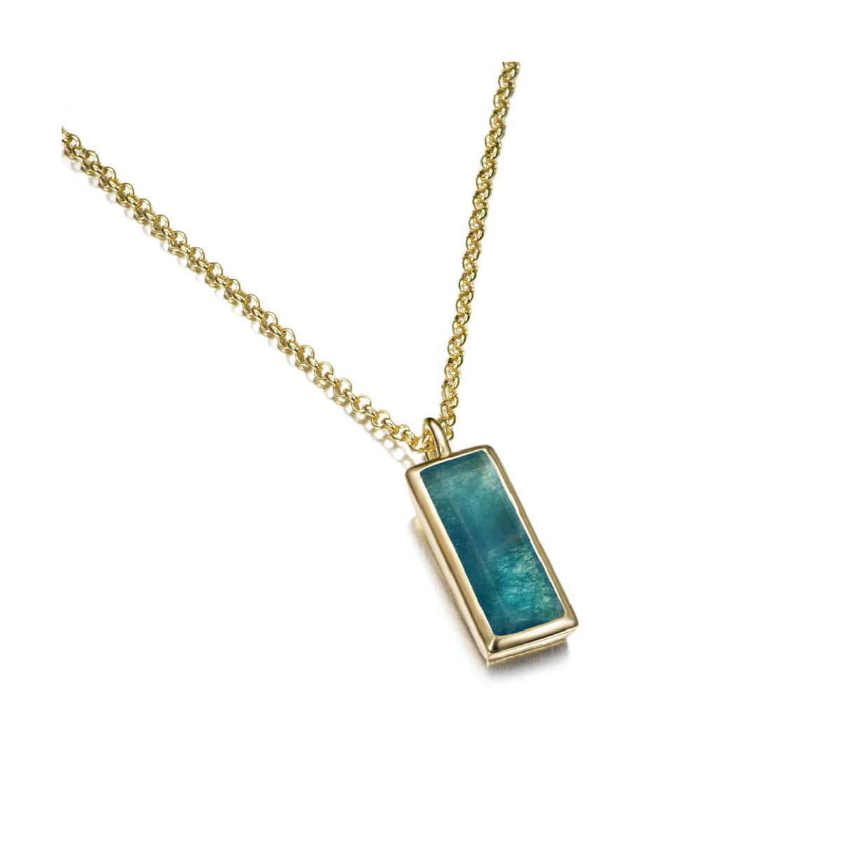 Colgante con apatita de plata de ley con baño de oro 18k