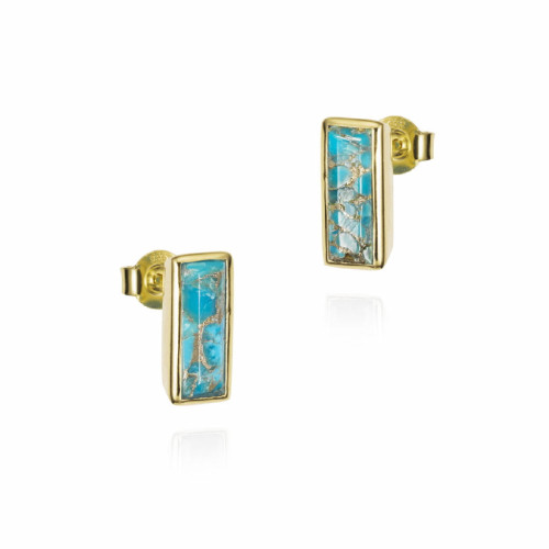 Earrings with turquoise in sterling silver with 18k gold vermeil