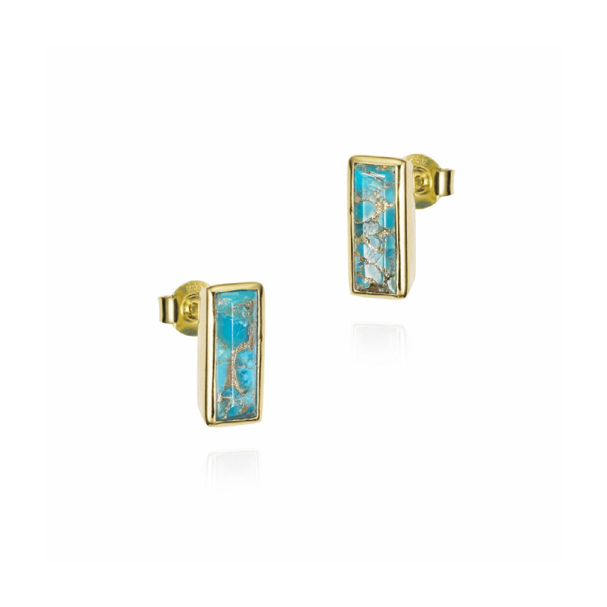 Pendientes de turquesa de plata de ley con baño de oro 18k