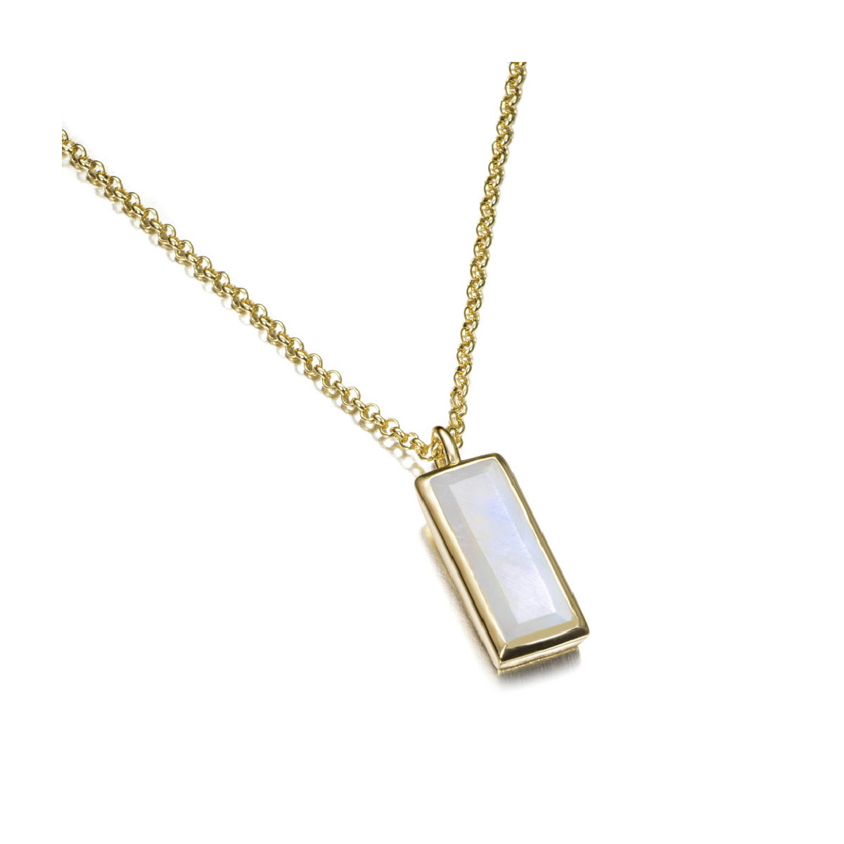 Colgante con espectrolita facetada de plata de ley con baño de oro 18k