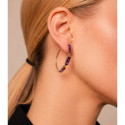 Hoop earrings with geometric amethysts in sterling silver with 18k gold vermeil