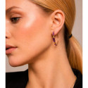Hoop earrings with geometric amethysts in sterling silver with 18k gold vermeil