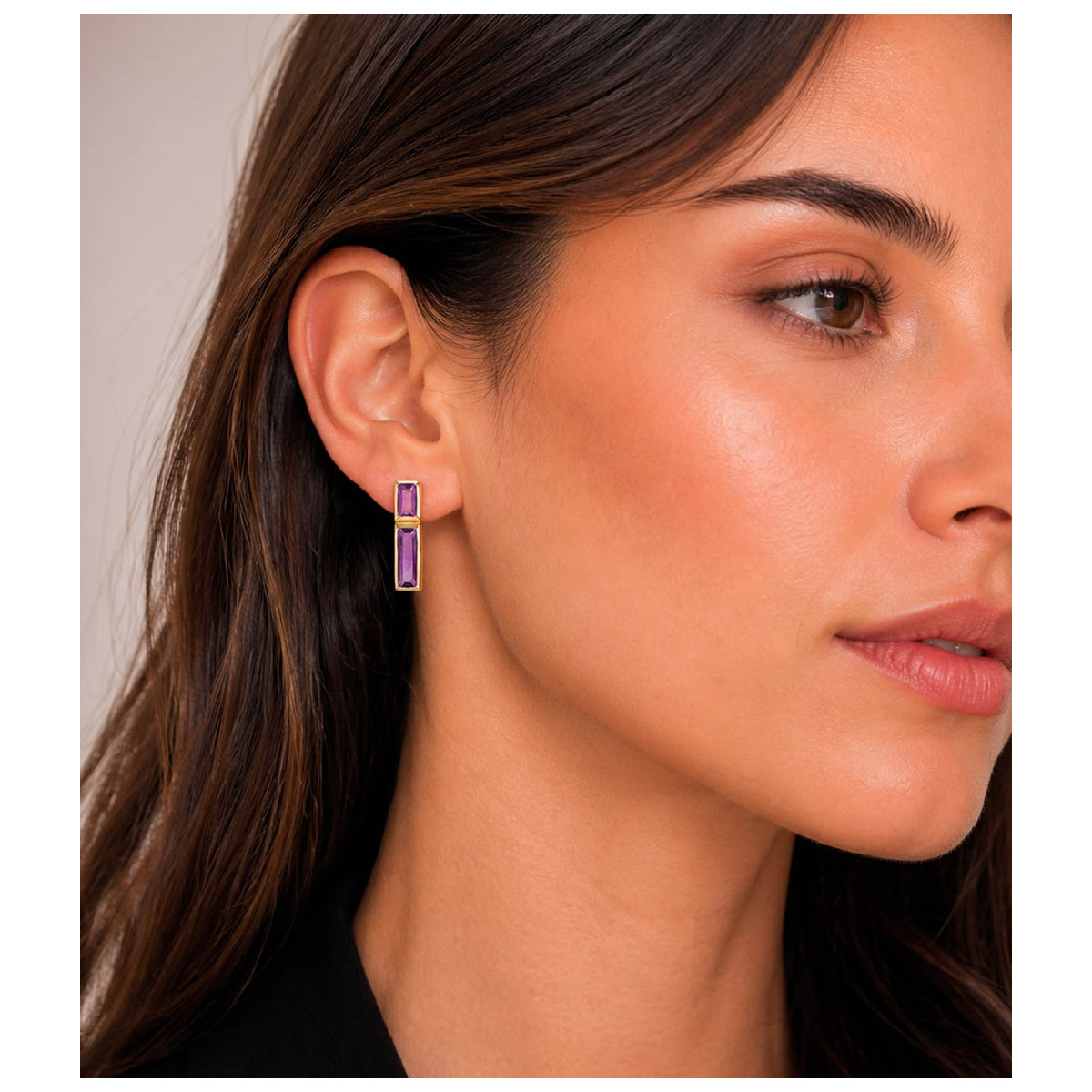 Earrings with amethyst with unique cuts in sterling silver with 18k gold vermeil