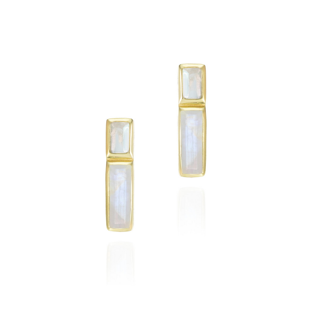 Pendientes con espectrolita facetada de plata de ley con baño de oro 18k