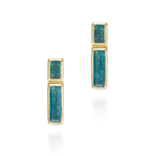 Earrings with apatite with unique cuts in sterling silver with 18k gold vermeil