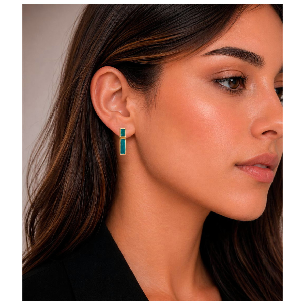 Earrings with apatite with unique cuts in sterling silver with 18k gold vermeil