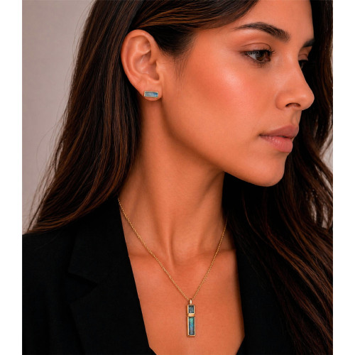 Colgante con labradoritas de plata de ley con baño de oro 18k