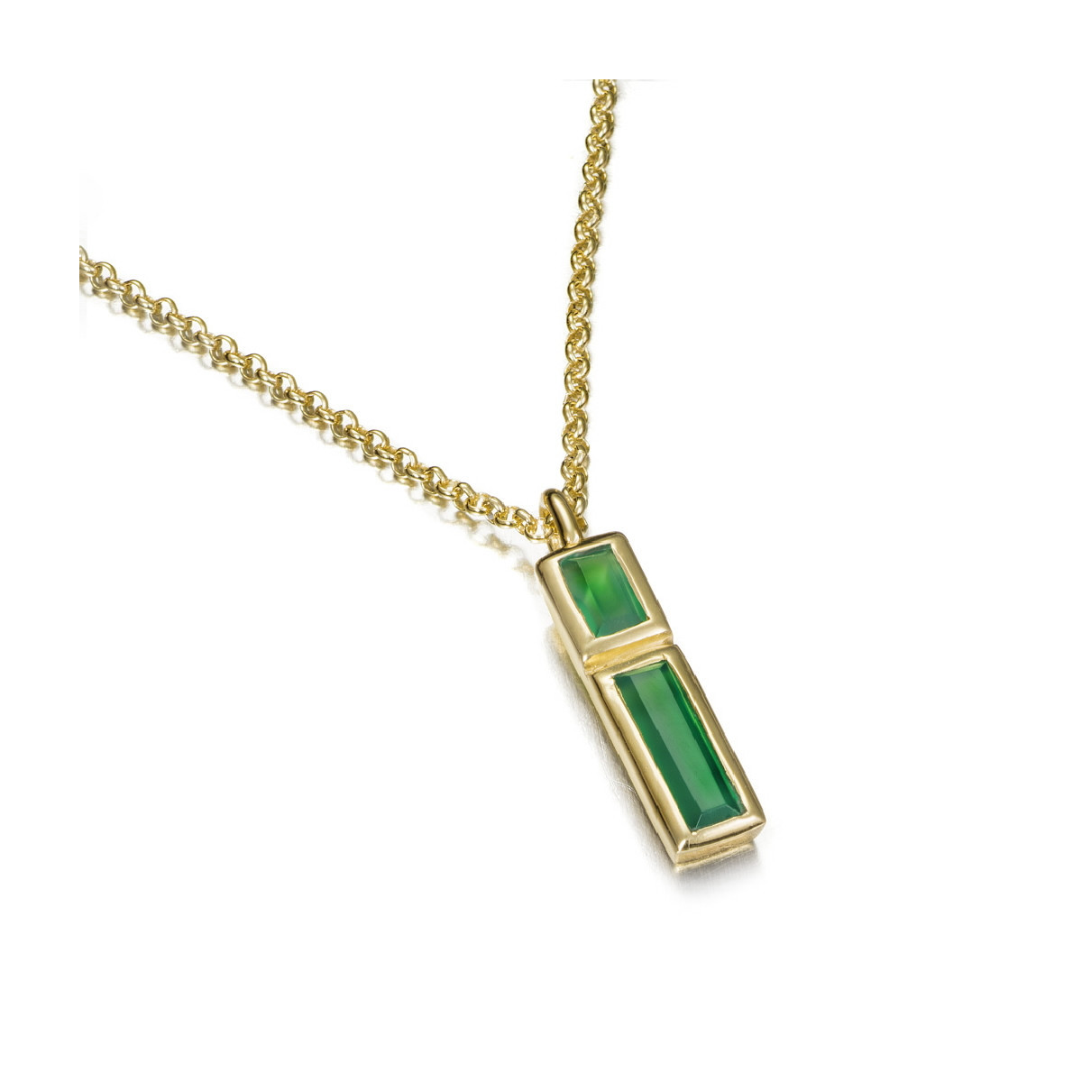Green onyx pendant with unique cuts in sterling silver with 18k gold vermeil