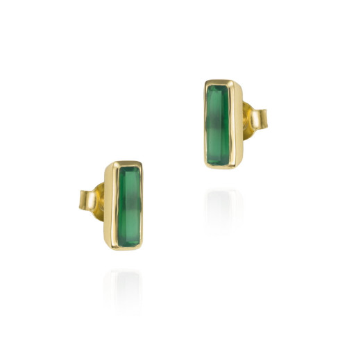 Geometric earring with green onyx in sterling silver with 18k gold vermeil