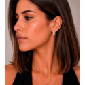 Geometric earring with natural rainbow moonstone in sterling silver with 18k gold vermeil