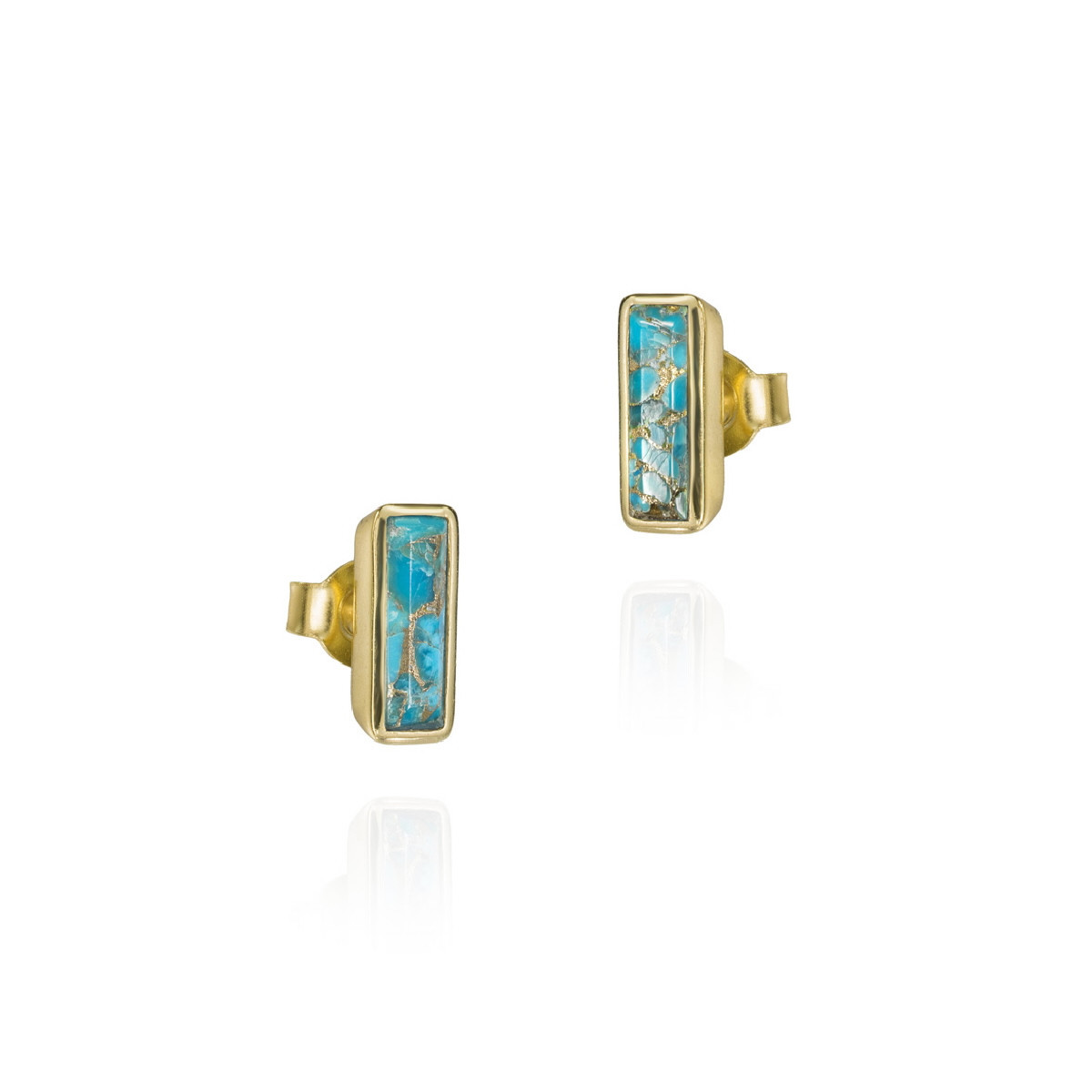 Geometric earring with turquoise in sterling silver with 18k gold vermeil