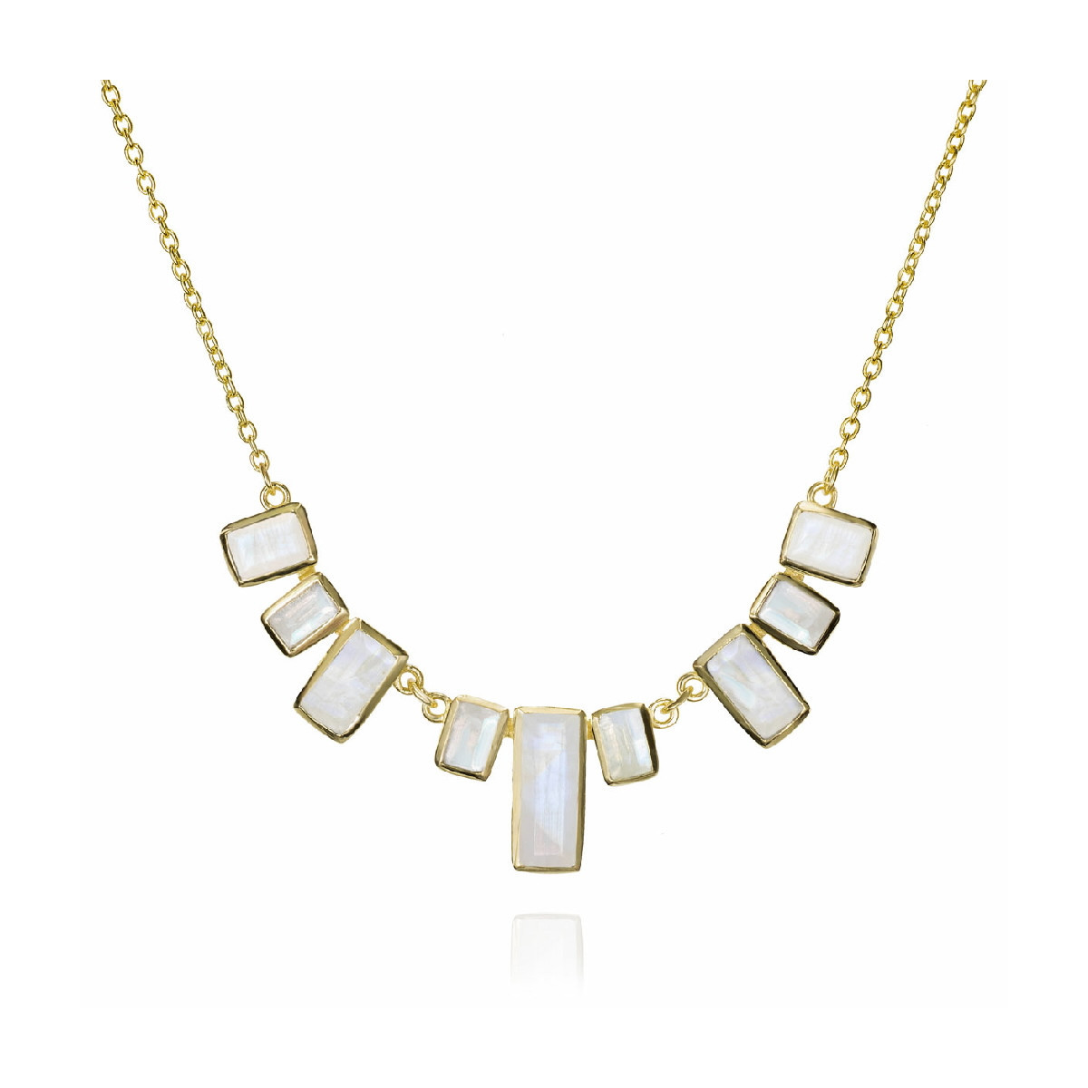 Collar skyline con espectrolita de plata de ley con baño de oro 18k