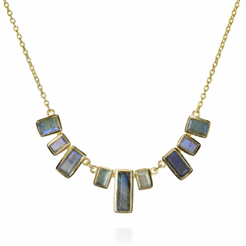 Skyline necklace with labradorite in sterling silver with 18k gold vermeil