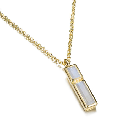 Colgante con espectrolita facetada de plata de ley con baño de oro 18k