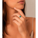 Ring with hexagonal apatite in sterling silver with 18k gold vermeil
