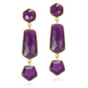 Long earrings with geometric amethyst in sterling silver with 18k gold vermeil