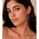 Long earrings with geometric amethyst in sterling silver with 18k gold vermeil
