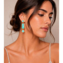 Long earrings with geometric amazonite in sterling silver with 18k gold vermeil