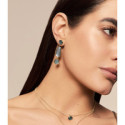 Pendientes largos con labradorita geométrica de plata con baño de oro 18k
