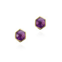 Pendientes de amatista hexagonal de plata con baño de oro 18k