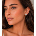 Pendientes de amazonita hexagonal de plata con baño de oro 18k