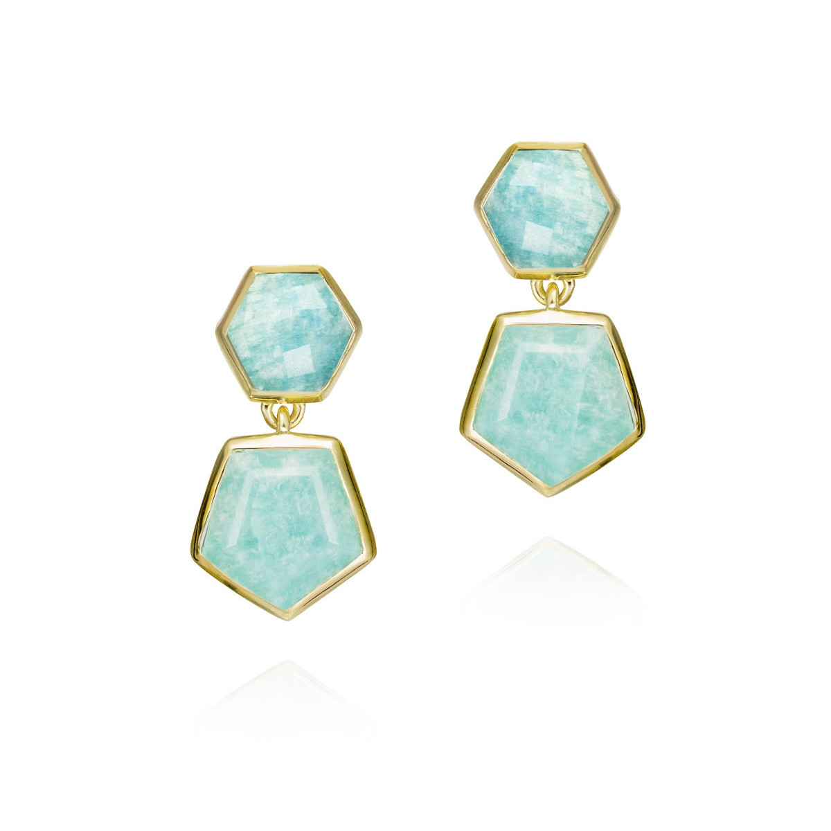 Geometric earrings with amazonite in sterling silver with 18k gold vermeil