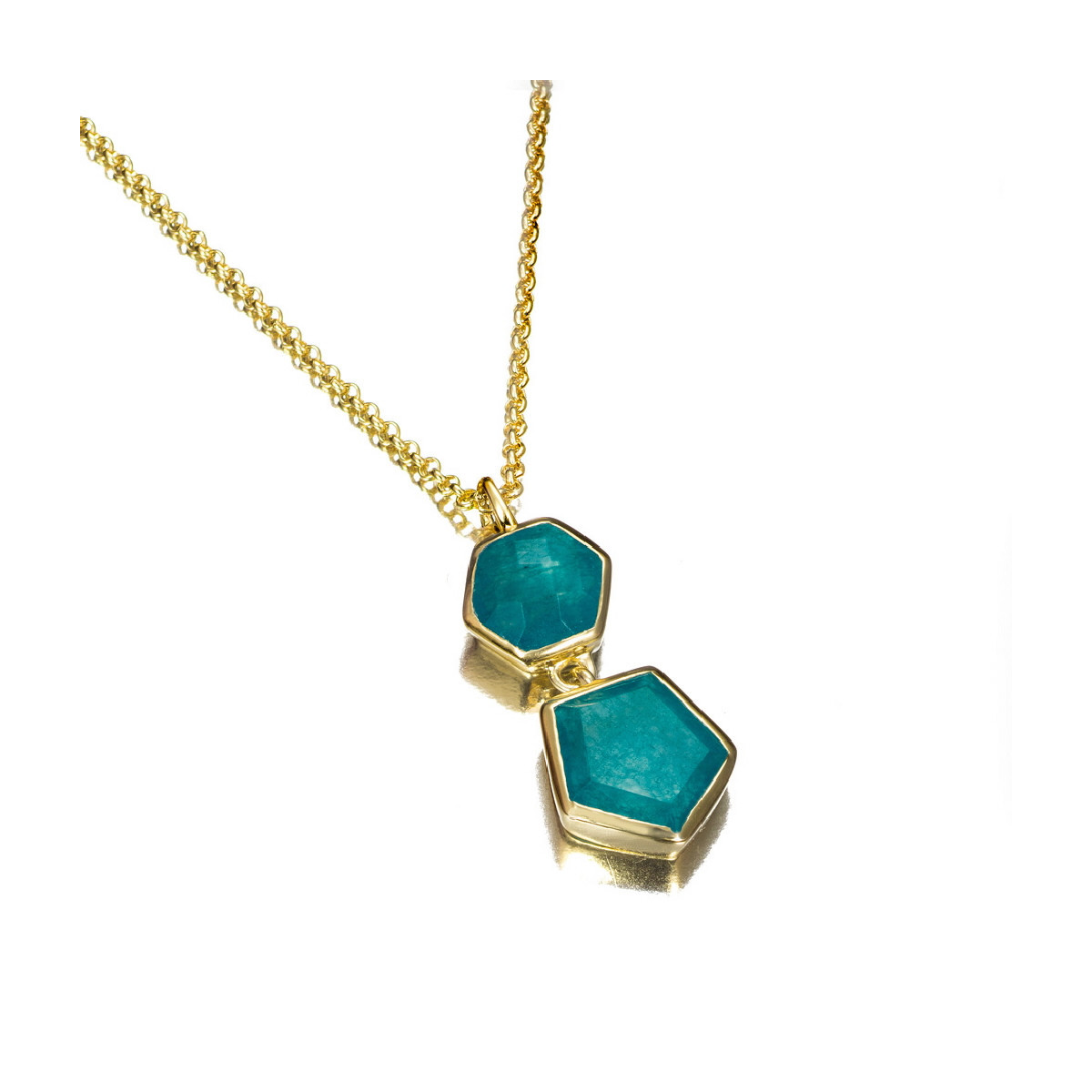 Colgante con apatita geométrica de plata con baño de oro 18k