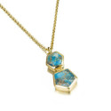 Geometric pendant with turquoise in sterling silver with 18k gold vermeil