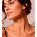 Colgante hexagonal de ágata musgo de plata con baño de oro 18k
