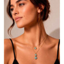 Colgante hexagonal de ágata musgo de plata con baño de oro 18k