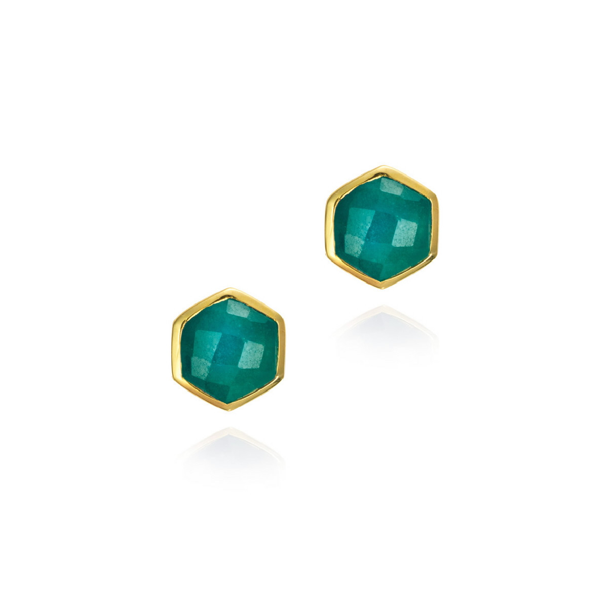 Pendientes midi de apatita hexagonal de plata con baño de oro 18k