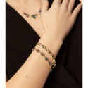Pulsera geométrica con labradorita de plata con baño de oro 18k