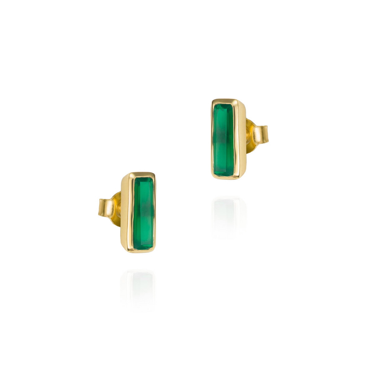 Geometric earring with green onyx in sterling silver with 18k gold vermeil