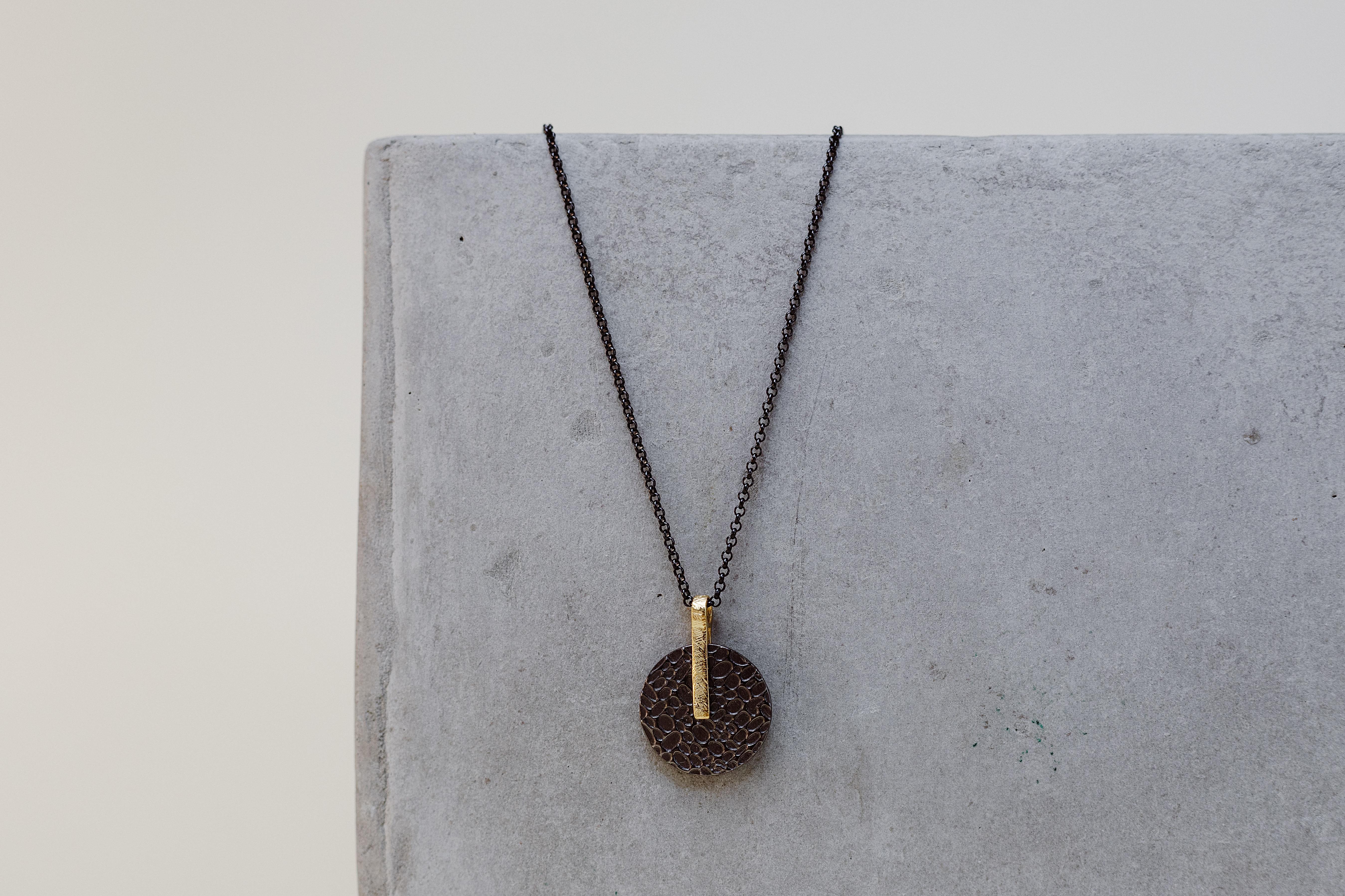 Kymbal Pendant in Silver. Black Ruthenium and 18k Gold Vermeil