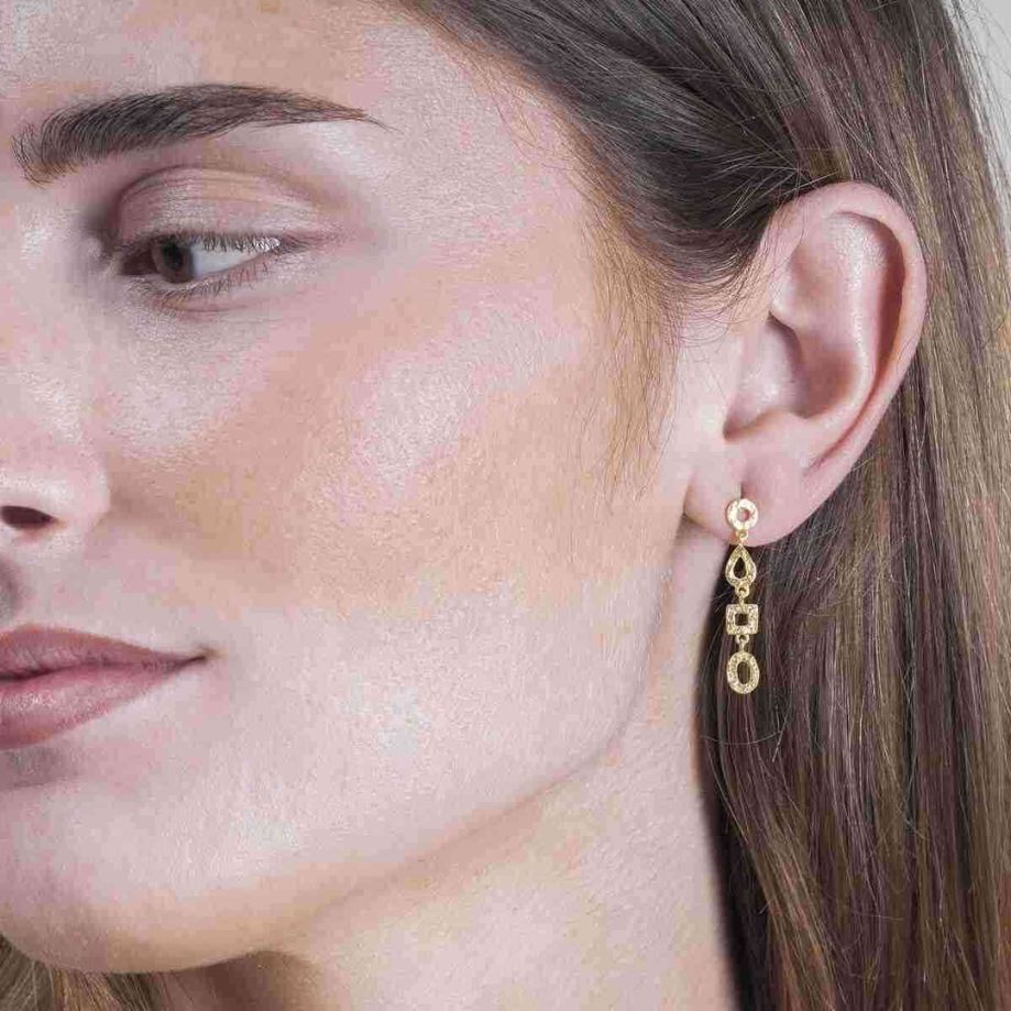 Earrings Drop in Silver. 18 k Gold vermeil